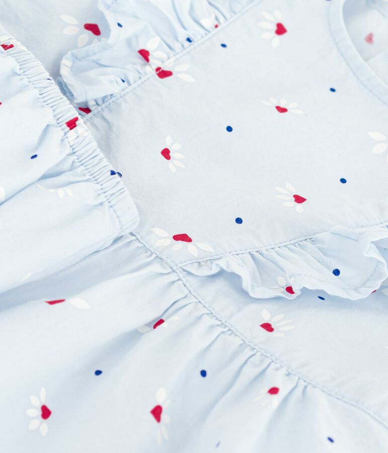 Kurz&auml;rmeliges Babykleid aus Baumwolle und dazu passender Bloomer blau/vielfarbig