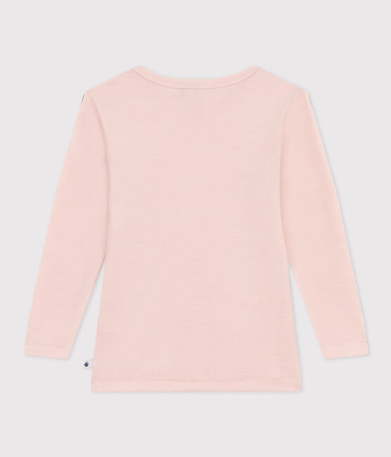 Langärmeliges T-Shirt aus Wolle und Baumwolle rosa SALINE