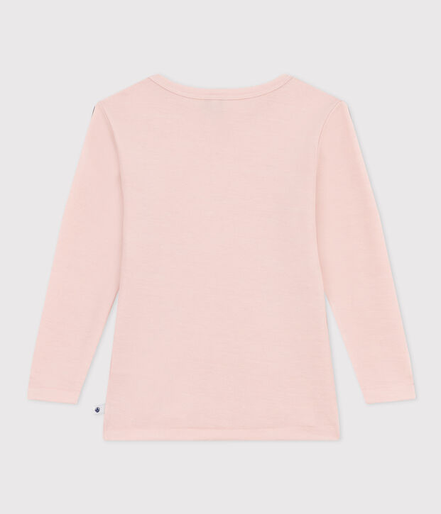 Lang&auml;rmeliges T-Shirt aus Wolle und Baumwolle rosa