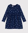 Langärmeliges Kinder-Kleid aus Baumwolle mit Blumenmuster blau MEDIEVAL/weiss MULTICO