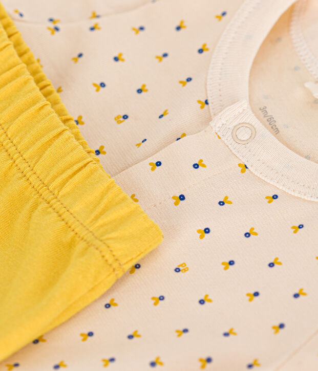 2-teiliges Baby-Set aus leichtem Jersey naturfarben/vielfarbig