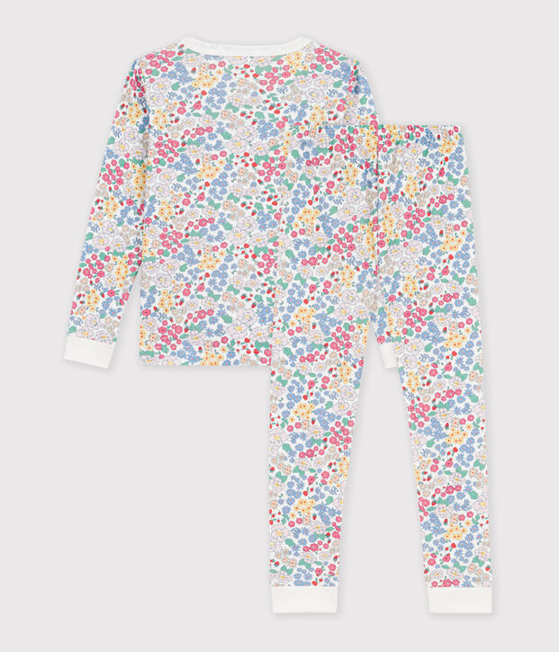 Eng anliegender Kinder-Pyjama aus gemusterter Baumwolle vielfarbig/rosa/vielfarbig