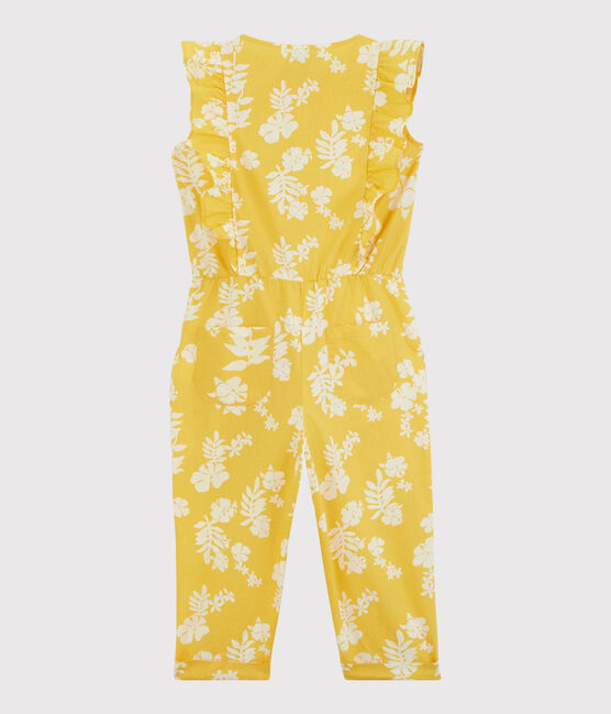 Bedruckter Overall aus Popeline für Mädchen gelb ORGE/weiss MARSHMALLOW