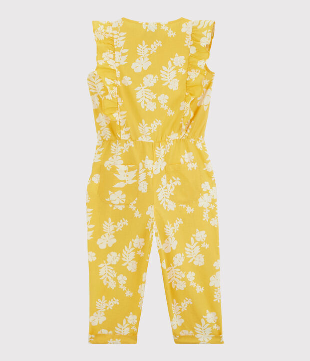 Bedruckter Overall aus Popeline f&uuml;r M&auml;dchen gelb/weiss