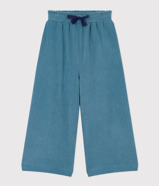 Weit geschnittene Kinder-Hose aus Feincord für Mädchen blau POLOCHON