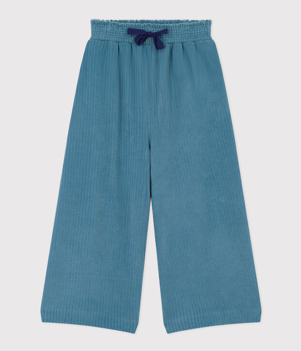 Weit geschnittene Kinder-Hose aus Feincord f&uuml;r M&auml;dchen blau