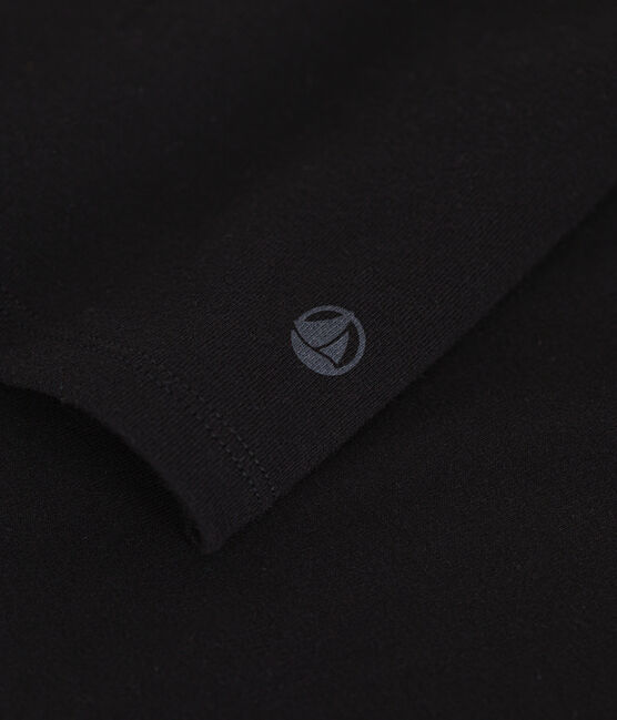 Langärmeliges Damen-T-Shirt "L'Iconique" mit Mäusezähnchenkante aus einfarbigem Rippstrick schwarz BLACK