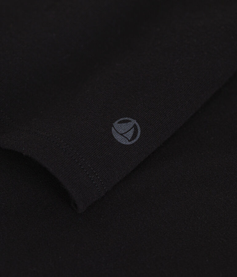 Lang&auml;rmeliges Damen-T-Shirt L'Iconique mit M&auml;usez&auml;hnchenkante aus einfarbigem Rippstrick schwarz BLACK