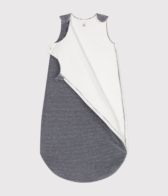Babyschlafsack aus Samt mit Ringelstreifen blau SMOKING/weiss MARSHMALLOW