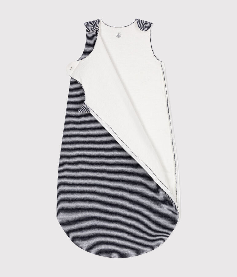Babyschlafsack aus Samt mit Ringelstreifen blau/weiss