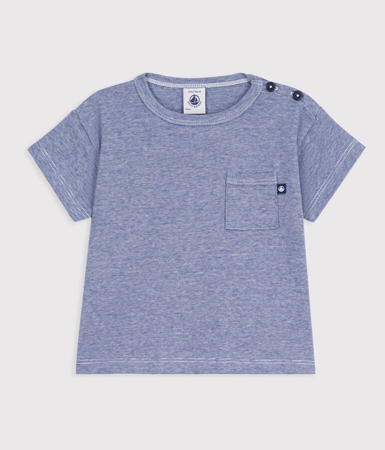 Kurz&auml;rmeliges Baby-T-Shirt aus Baumwolle mit Streifen blau/weiss