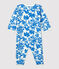 Baby-Strampler ohne Füße aus Baumwolle mit Pflanzenmuster weiss MARSHMALLOW/blau BRASIER
