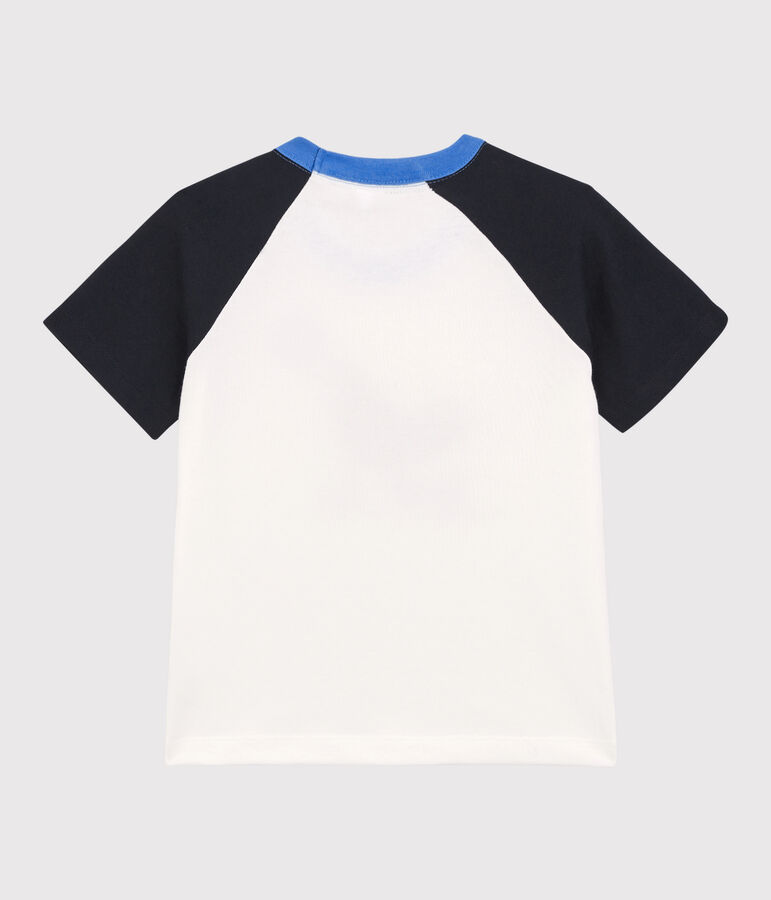 Kurz&auml;rmeliges T-Shirt f&uuml;r Jungen weiss/blau