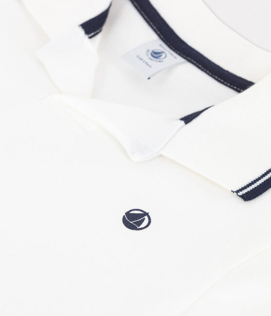 Kurzärmeliges Poloshirt aus Jersey für Jungen weiss MARSHMALLOW