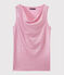 Damen-Top aus irisierendem Leinen rosa BABYLONE/grau ARGENT