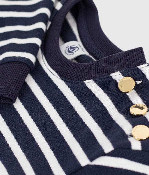 Lang&auml;rmeliges Kinder-Kleid aus Baumwolle blau/weiss