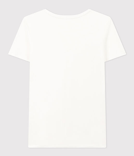 Kurzärmeliges Damen-T-Shirt "Le Droit" mit V-Ausschnitt aus feinem Jersey weiss ECUME