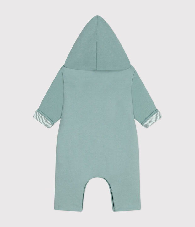 Langer, wattierter Baby-Overall mit Kapuze aus Baumwolle gr&uuml;n