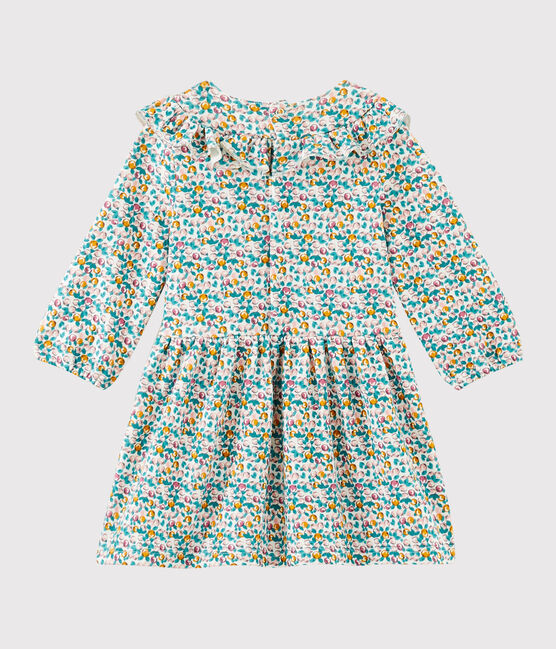 Langärmeliges Baby-Kleid für Mädchen weiss MARSHMALLOW/weiss MULTICO