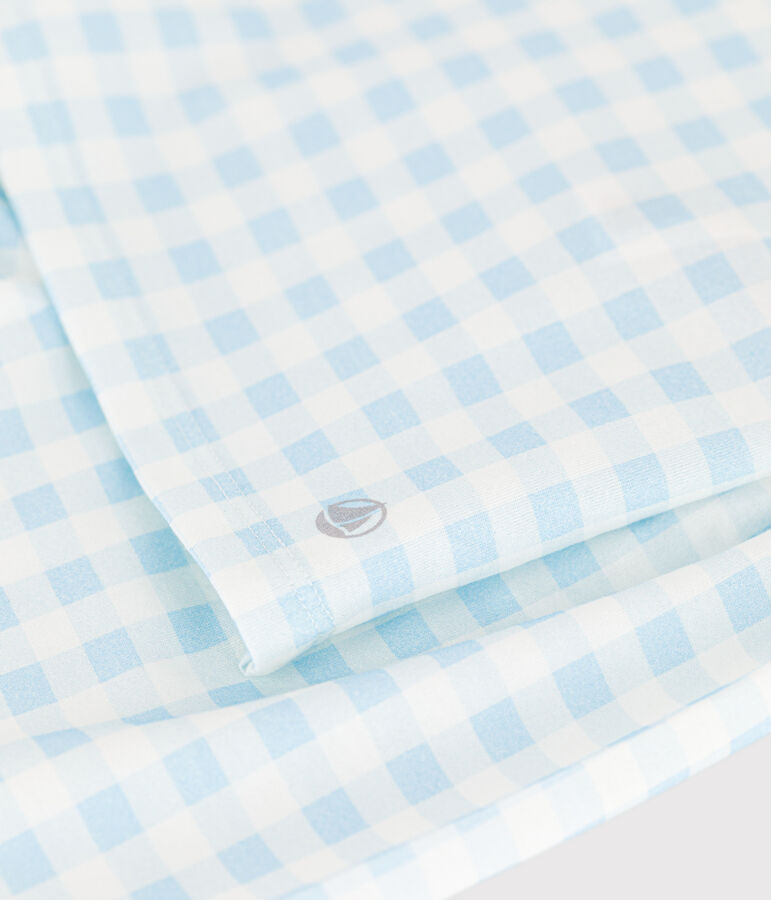Kinder-Kurzpyjama aus feiner Baumwolle mit Vichy-Karos f&uuml;r M&auml;dchen weiss/blau
