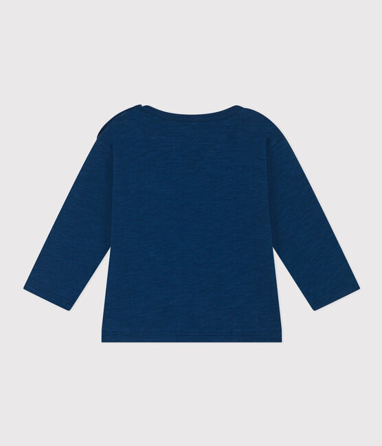 Langärmeliges Baby-T-Shirt aus geflammtem Jersey blau INCOGNITO