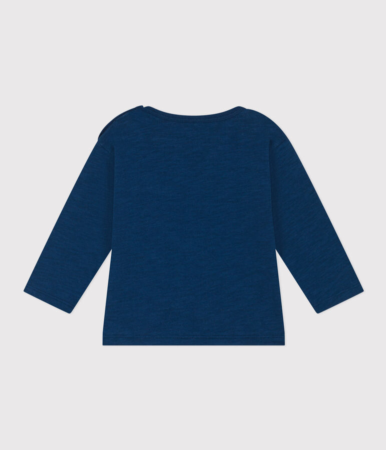 Lang&auml;rmeliges Baby-T-Shirt aus geflammtem Jersey blau