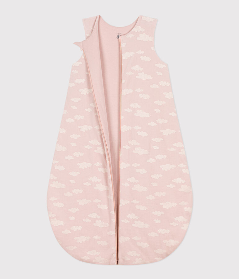 Babyschlafsack aus Nicki mit Wolkenmotiv TOG 2 rosa/weiss
