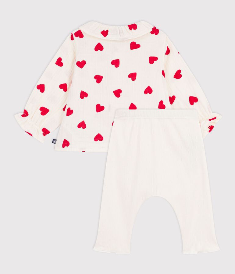 2-teiliges langbeiniges Baby-Set aus Baumwolle, gemusterte Bluse und Leggings vielfarbig