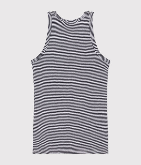 Damen-Tanktop L’Iconique aus gestreifter Baumwolle blau SMOKING/weiss MARSHMALLOW