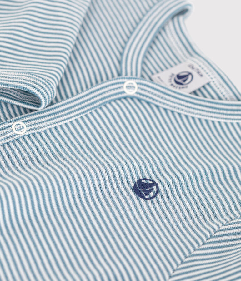 Gemusterter Strampler aus Baumwolle blau/weiss