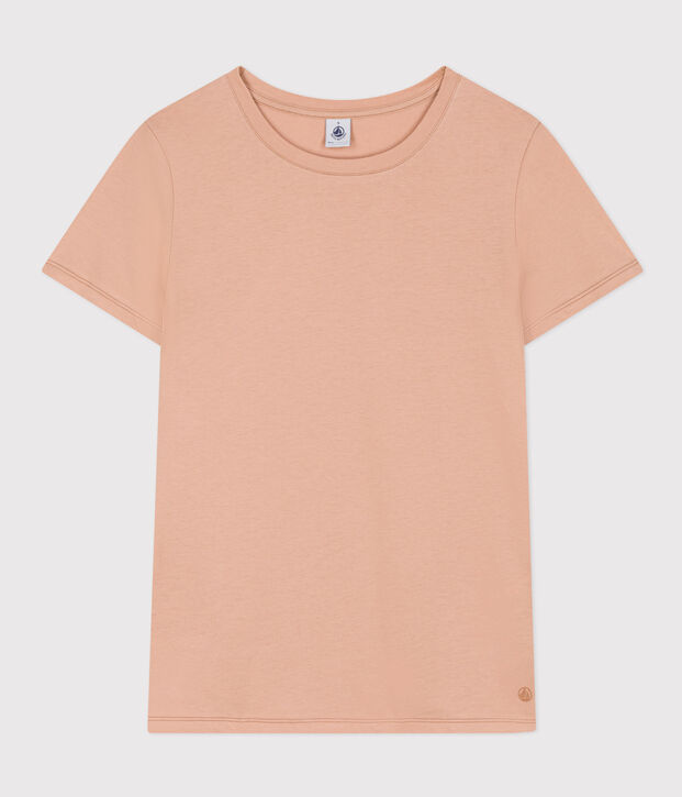 Damen-T-Shirt LE DROIT aus Baumwolle mit Rundhalsausschnitt beige