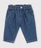 Baby-Hose aus einfarbigem Denim mit Herzstickerei blau