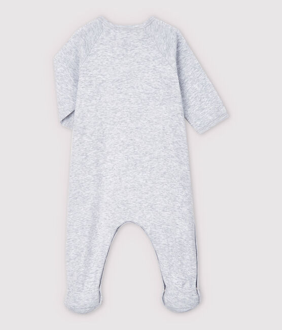 Grau melierter Baby-Strampler aus Bio-Baumwolle grau POUSSIERE CHINE