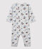 Baby-Strampler ohne Füße aus Bio-Baumwolle mit Paris-Motiv grau BELUGA/weiss MULTICO