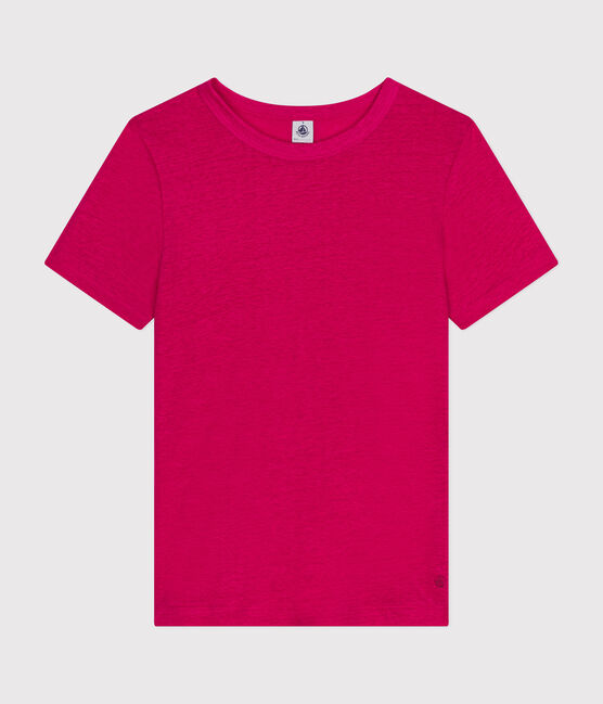 Damen-T-Shirt L'Iconique aus Leinen rosa DELHI