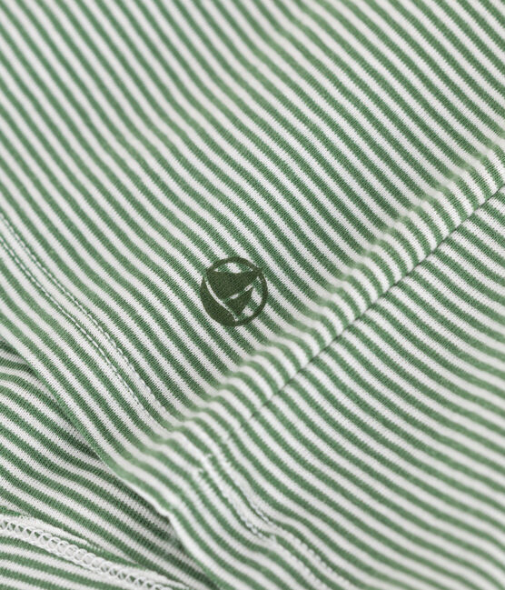 Damen-T-Shirt L'Iconique aus Baumwolle mit Streifen PALMERAIE/ MARSHMALLOW