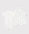 Baby-Set Latzhose und Body aus Baumwolle mit Tiermotiven weiss MARSHMALLOW/weiss MULTICO