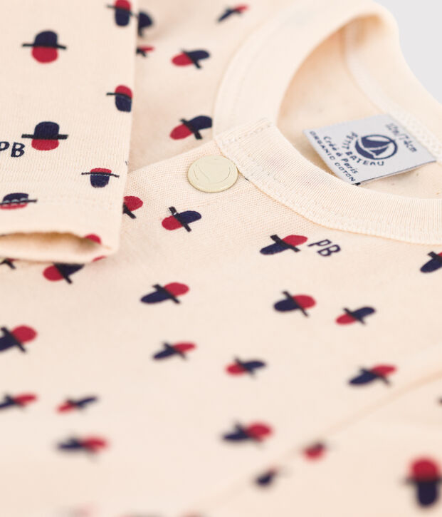 Baby-Cardigan aus bedrucktem Doppeljersey naturfarben/vielfarbig