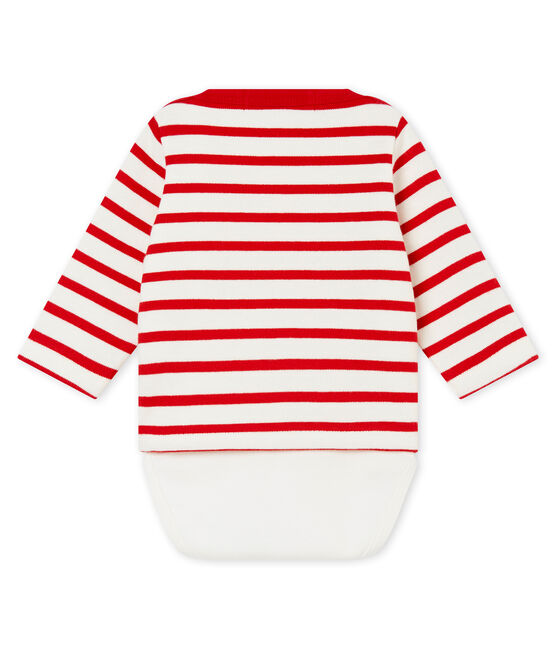Klassisches Baby Jungen Streifenshirt weiss MARSHMALLOW/rot TERKUIT