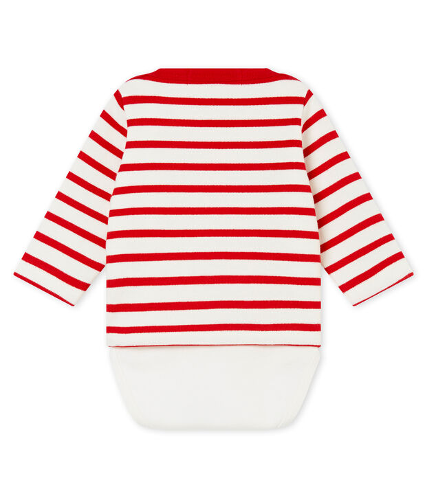 Klassisches Baby Jungen Streifenshirt weiss/rot