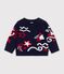 Baby-Pullover aus Wolle und Baumwolle mit Jacquard-Muster blau/vielfarbig