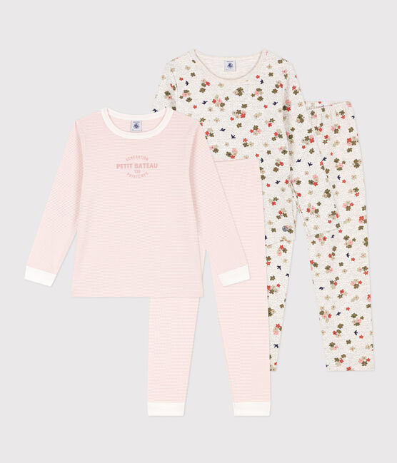 2er-Set Kinderpyjamas aus Baumwolle mit Blumenmotiv und Streifen für Mädchen variante 1