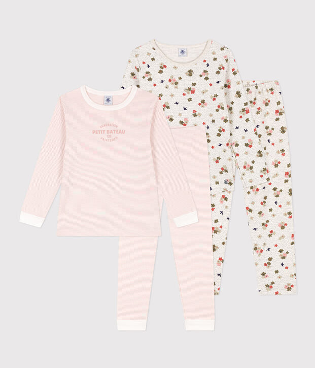 2er-Set Kinderpyjamas aus Baumwolle mit Blumenmotiv und Streifen f&uuml;r M&auml;dchen vielfarbig