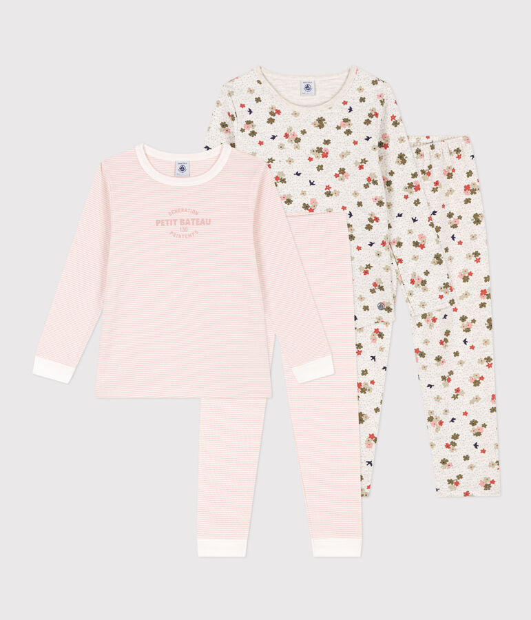 2er-Set Kinderpyjamas aus Baumwolle mit Blumenmotiv und Streifen f&uuml;r M&auml;dchen vielfarbig
