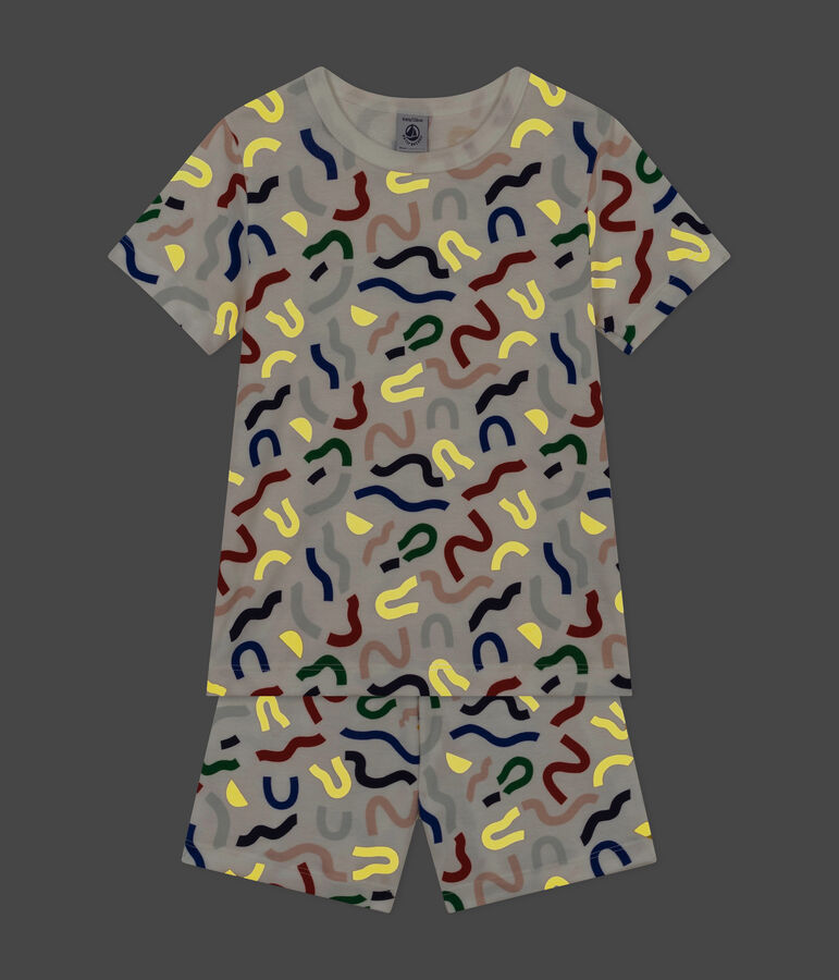 Kurzer Kinderpyjama aus Baumwolle mit Printmotiv mit Leuchteffekt weiss MARSHMALLOW/weiss MULTICO