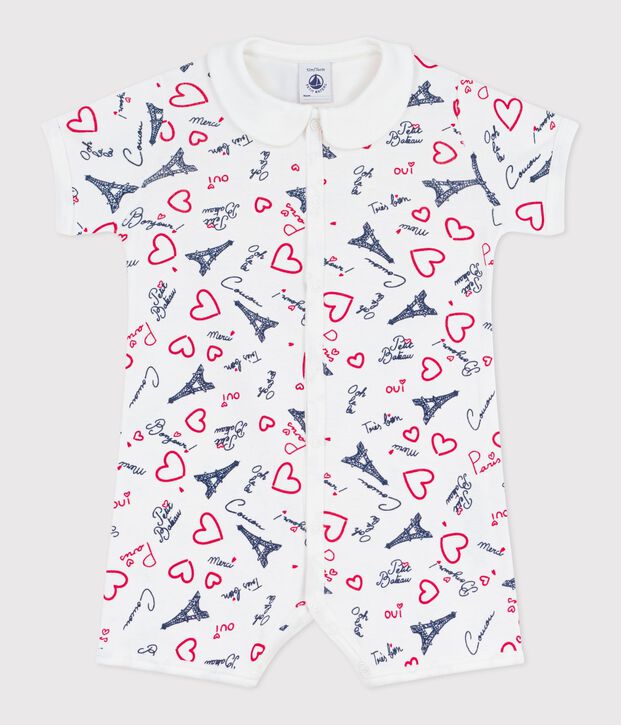Baby-Kurzoverall mit Paris-Motiv am Kragen weiss/vielfarbig