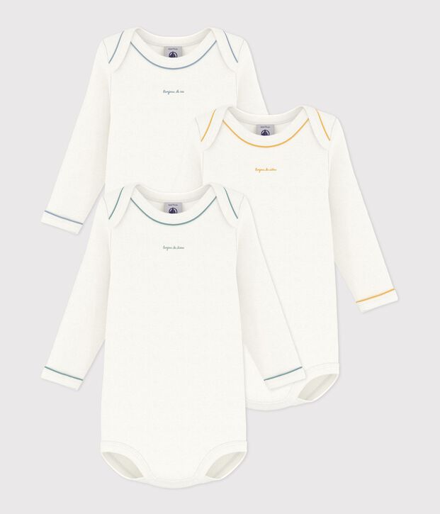 Set lang&auml;rmeliger Baby-Bodys aus einfarbiger Baumwolle vielfarbig