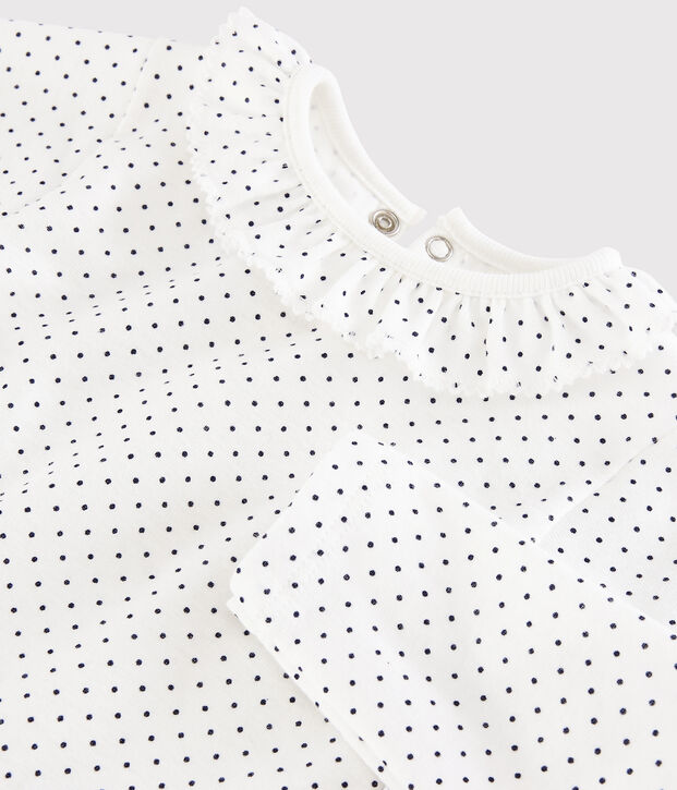 Lang&auml;rmliger Baby-Body f&uuml;r M&auml;dchen weiss/blau