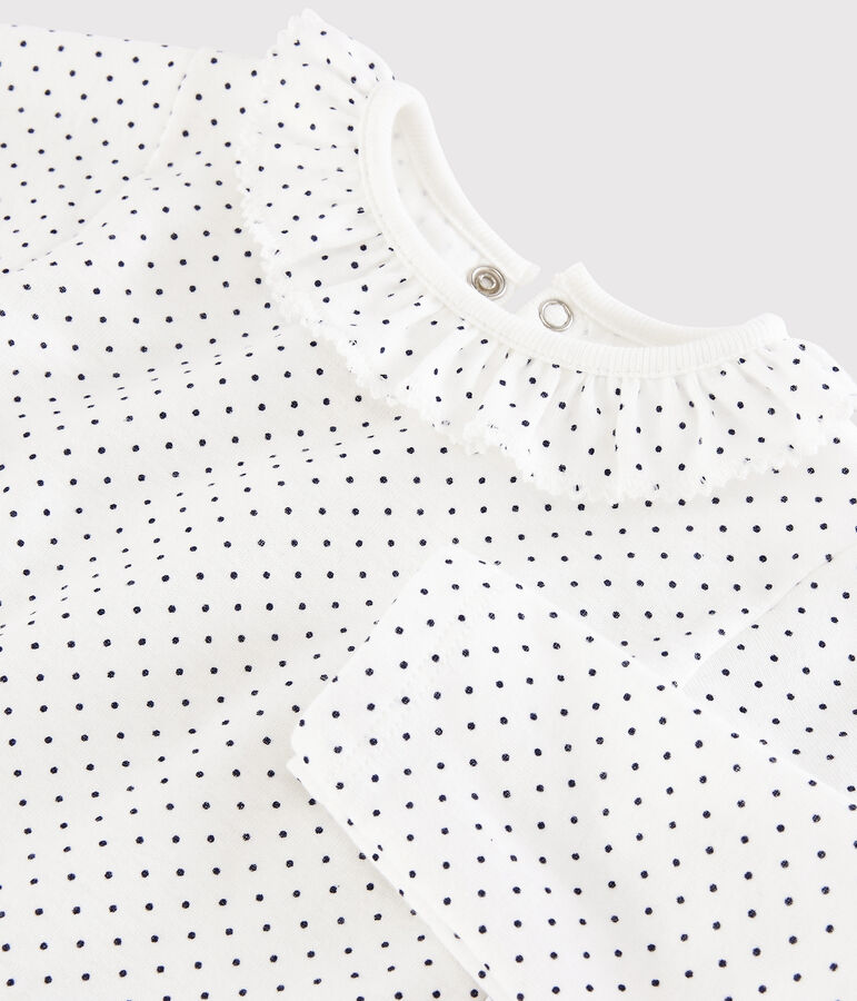 Lang&auml;rmliger Baby-Body f&uuml;r M&auml;dchen weiss/blau