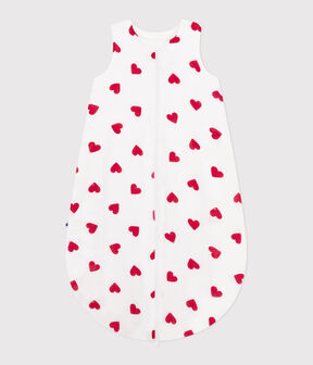 Babyschlafsack aus Baumwolle mit Herzmotiv TOG-Wert 1 weiss MARSHMALLOW/rot TERKUIT